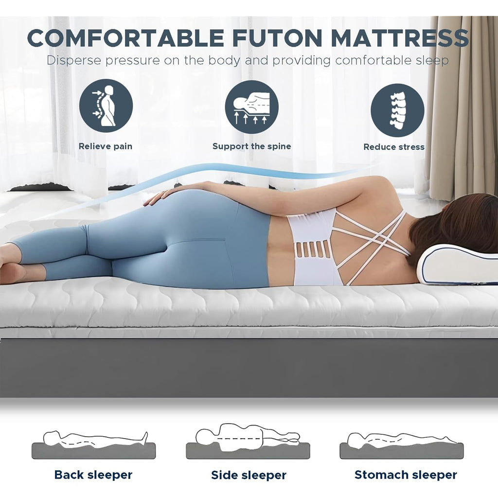 Japanese Futon Floor Mattress, 100% High Density Comfortable Foam, 3.5" Thicken Foldable Mattress Tatami Mat Sleeping Pad, Ideal For Comfort And Support, Kids Floor Lounger Pillow Bed Sofa (Twin）