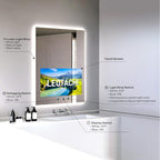 32"X24" Smart Waterproof Anti-Fog Vanity Mirror With Built-In 21.5" Touch Display, Android Os, Adjustable 3-Color Led, Bluetooth/Wifi/Hdmi, Streaming Apps For Bathroom & Bedroom
