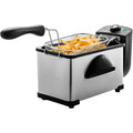 OVENTE Electric Deep Fryer 2 Liter Capacity, 1500 Watt Lid with Viewing Window and Odor Filter, Adjustable Temperature, Removable Frying Basket and Easy to Clean Stainless Steel Body, Silver FDM2201BR