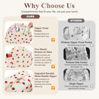 Lunch Box For Women, Cute Strawberry Corduroy Insulated Lunch Bag Women Reusable Work Leakproof Simple Adults Large Lunch Boxes Tote Bag Men Cooler Bag