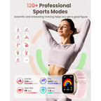 Smart Watch for Women Men Fitness: Smart Watch for iPhone&Android Bluetooth Call with SpO2 Sleep Heart Rate Monitor,IP68,Fitness Tracker with 120+Sport,Reloj Inteligente 30 Day+Battery Life, 2 Bands