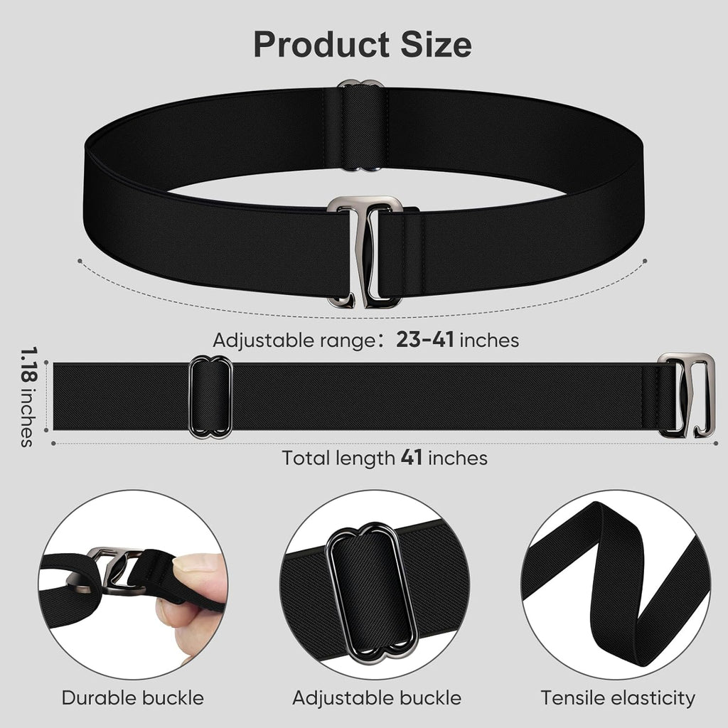 Elastic Belts for Women, No Show Flat Belt for Womens, Adjustable Stretchy Invisible Tuck Belt for Jeans