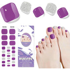 Semi Cured Gel Toe Nail Strips,26 Pcs Toes Nail Stickers Wraps(Purple),UV Light Required,Easy to Apply
