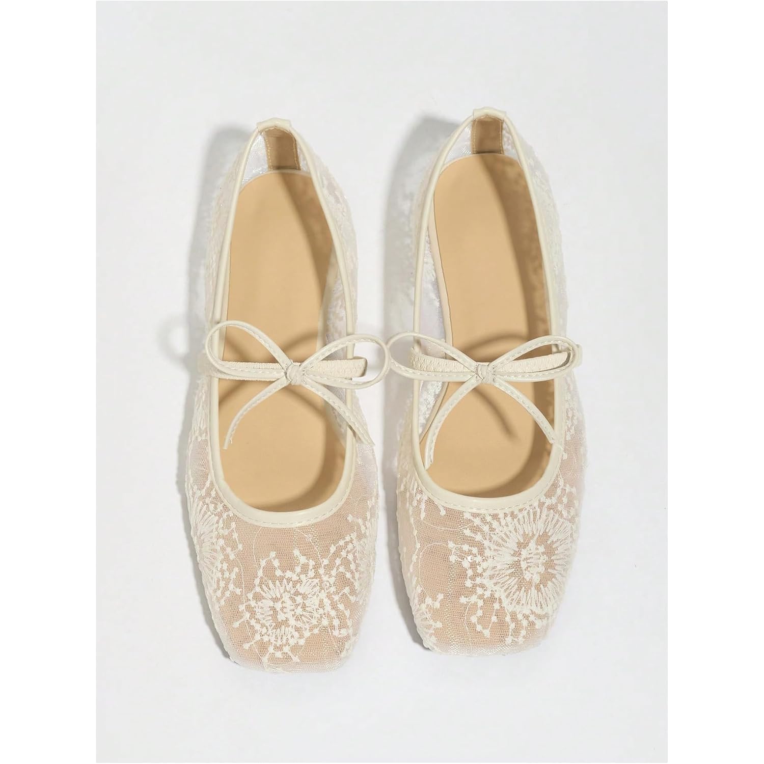 Beaudrm Women'S Polka Dots Mesh Ballet Flats Bowknot Pointed Toe Ballerina Flats Closed Toe Comfortable Casual Work Shoes