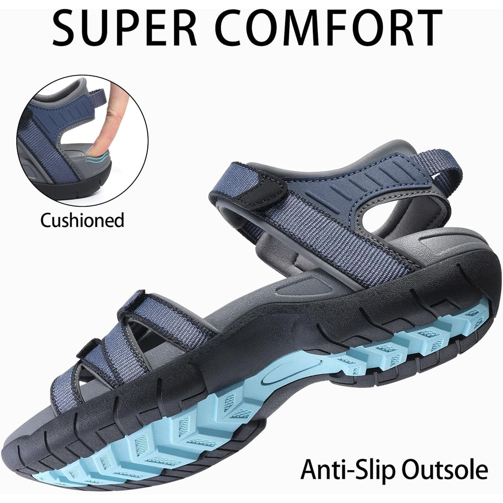 Shevalues Hiking Sandals For Women Comfortable Outdoor Walking Sport Sandal With Adjustable Straps And Arch Support