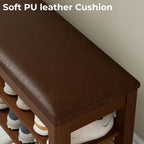 Homleke Shoe Rack Bench with Flip-Top Storage, Solid Wood Entryway Bench with Cushion, Adjustable Shelf, for Hallway, Mudroom, Closet – Walnut, 39.4"
