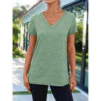 T-Shirts Short Sleeve V Neck Tees Tops for Women Fashion Trendy Lightweight Soft Casual Summer Outfits Clothes 2026