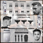 Ciicii Mens Hair Clippers And Trimmers Set, Professional Cordless Barber Clippers For Hair Cutting Kit (Electric Razor Shavers & Beard/Hair Trimmer Haircut Kit) Clippers For Men Diy Home Salon