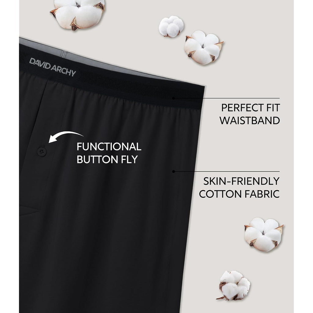 David Archy Combed Cotton Boxers For Men Soft Underwear Mens Boxers Knit Boxer Shorts For Men Pack