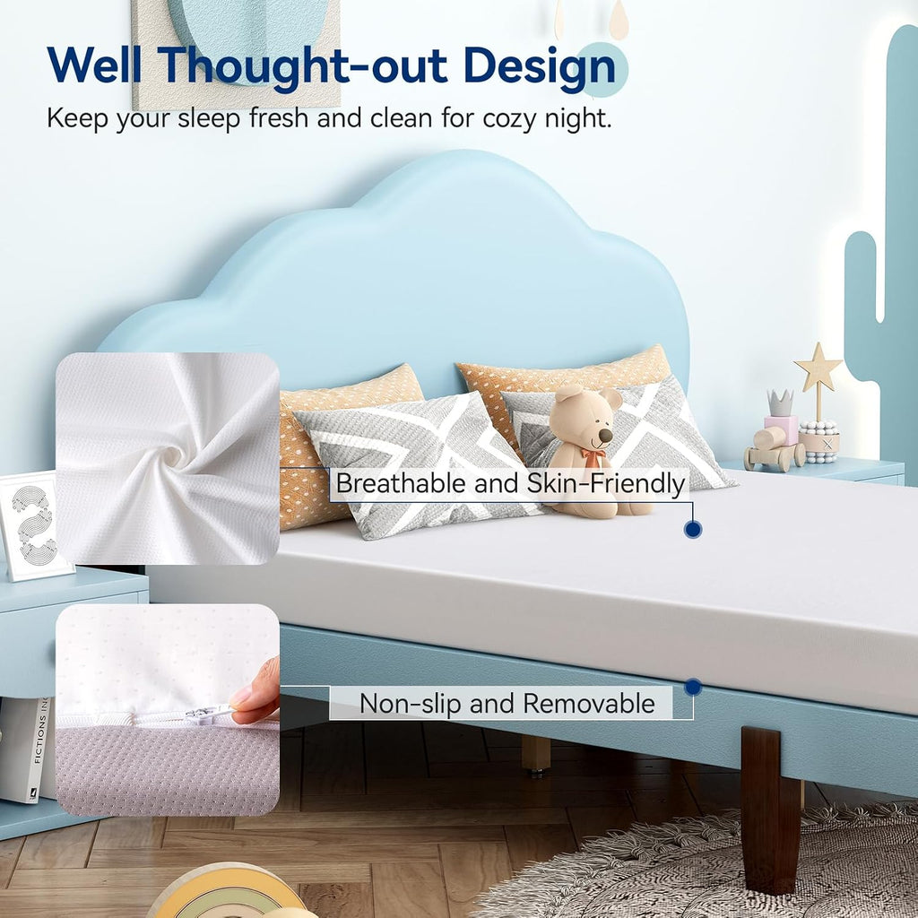 Amazon Basics Memory Foam Mattress, Soft Plush Feel, Breathable, 6 Inch, Twin, White/Grey