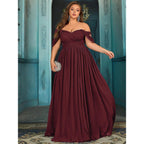 Women'S Daily Plus Size Dresses A Line Chiffon Wedding Guest Bridesmaid Maxi Dress Prom Evening Party Cocktail Gown