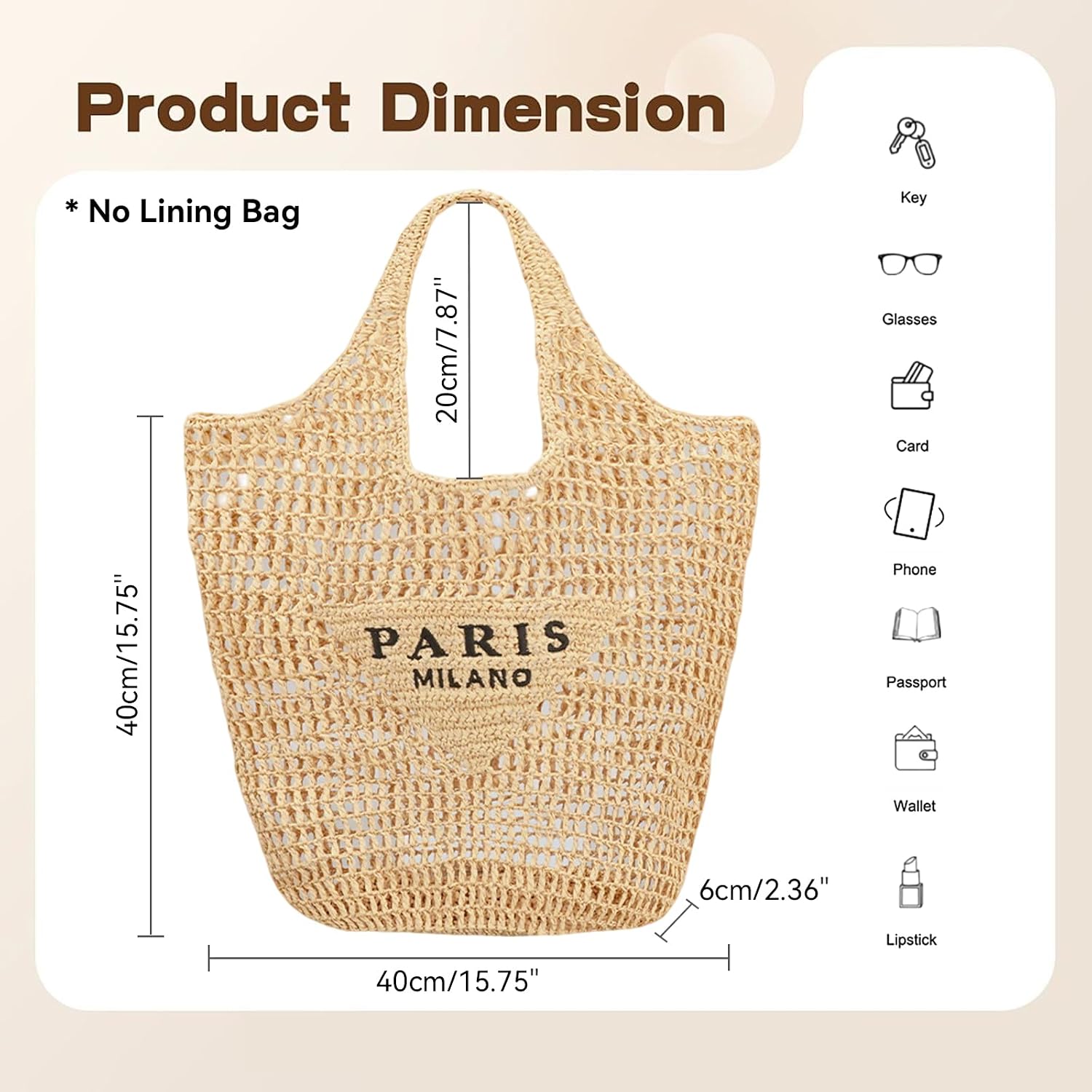 Pooopssd New Woven Bag, Straw Mesh Tote Bag, Beach, Shoulder Bag, Hobo Women, Foldable Large Capacity, For Holiday.