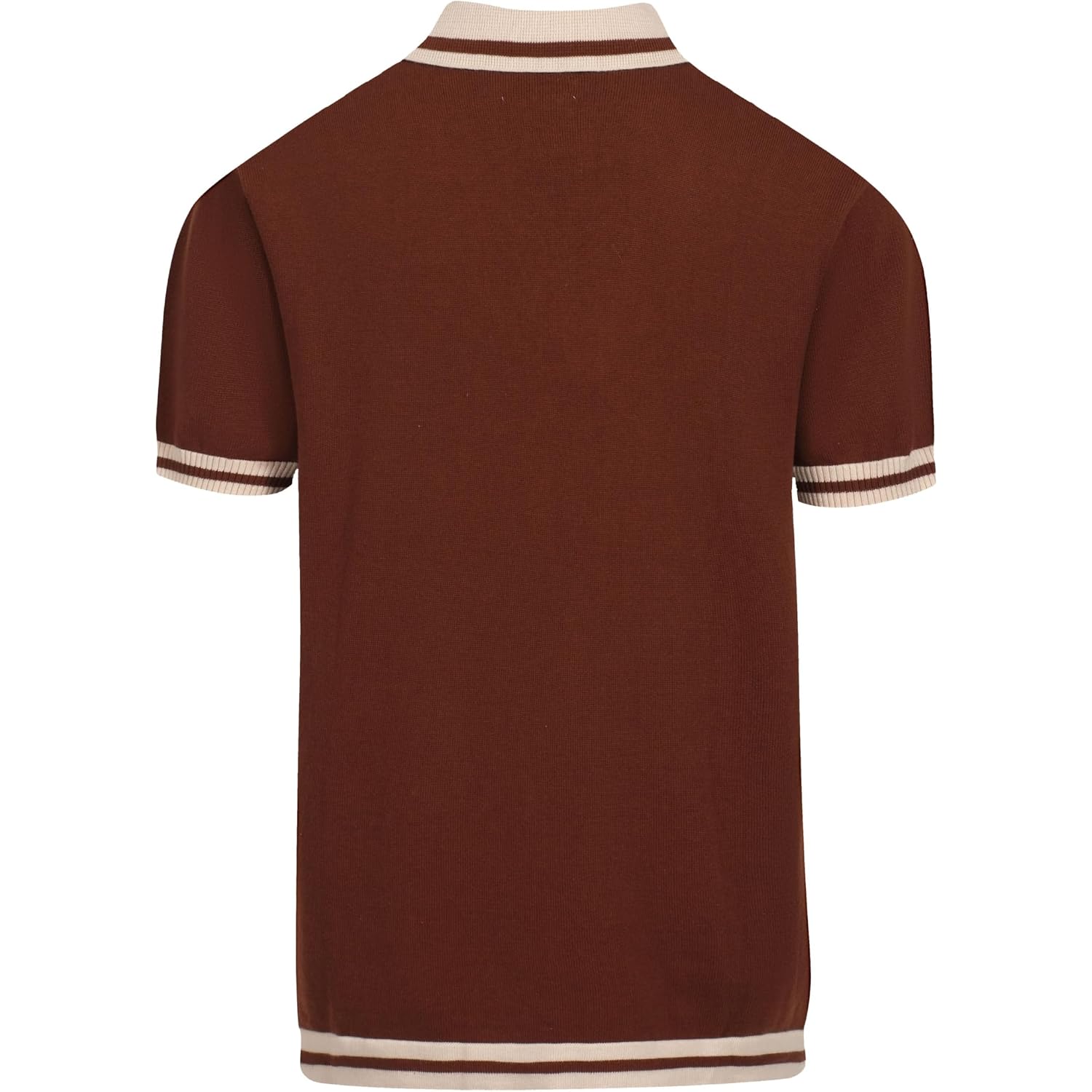 Oxknit Mens Retor Polo Striped Brown V-Neck Knitted Shirt 1960S Mod Style Vintage Collared T Shirt