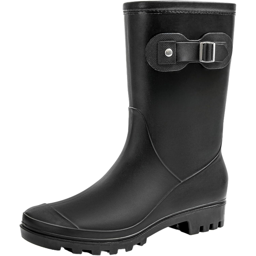 Women'S Mid Calf Rain Boots Waterproof Fashion Garden Shoes Anti-Slipping Rainboots For Women Comfortable Insole Light Rain Shoes
