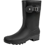Women'S Mid Calf Rain Boots Waterproof Fashion Garden Shoes Anti-Slipping Rainboots For Women Comfortable Insole Light Rain Shoes