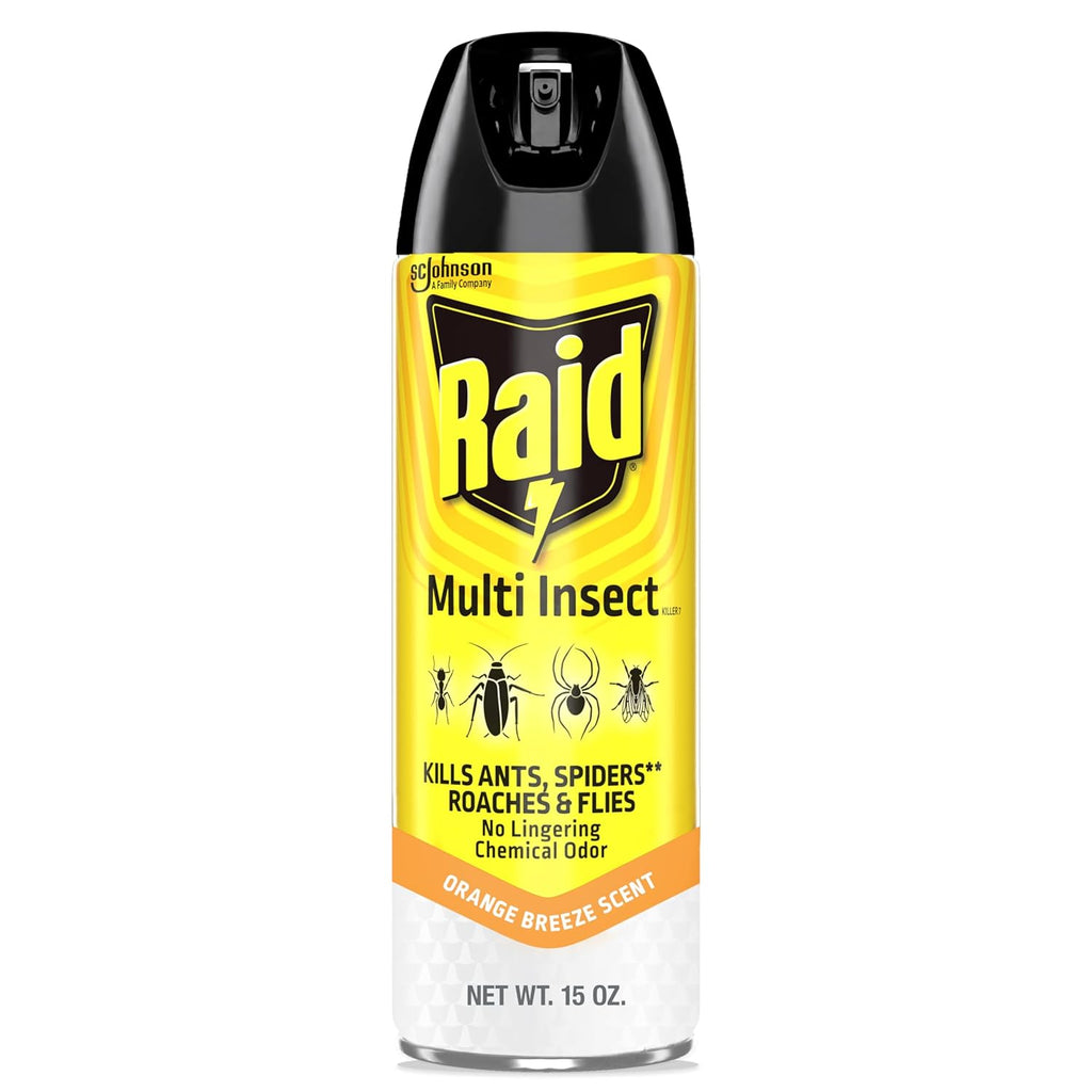 Raid Multi Insect Killer, Orange Breeze Scent, Kills Ants, Roaches, Spiders And Other Insects On Contact For Indoor And Outdoor Use - 15 Oz