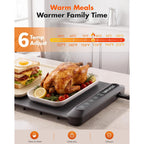 Warming Mat For Food Extra Long 43"X12" 600W Food Warming Mat Heat Resistant Pad,Chafing Dishes For Buffet 6 Temp 12 Hours,Child Lock,Food Warmers For Parties Buffet For Catering Gatherings