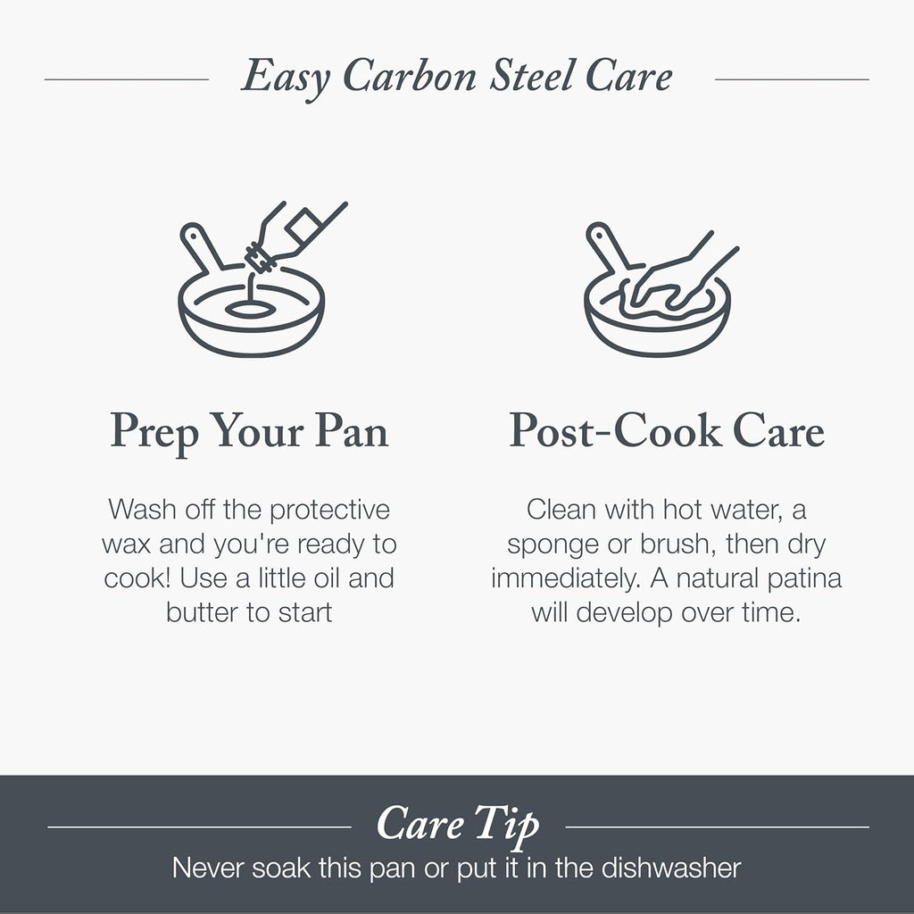 Merten & Storck Pre-Seasoned Carbon Steel 12” Frying Pan Skillet, Use on Induction, Stove and Grill, Durable, Even-Heating, for Searing, Grilling, Oven Use, and Campfire, Indoor/Outdoor