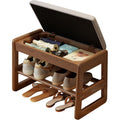 Aqimuele Shoe Rack Bench,2 Tiers Shoe Bench With Storage With Flip-Top,Wood Shoe Rack For Entryway,Hallway（Walnut Upholstered Seat,11.8" D X 23.62" W X 15.7" H）