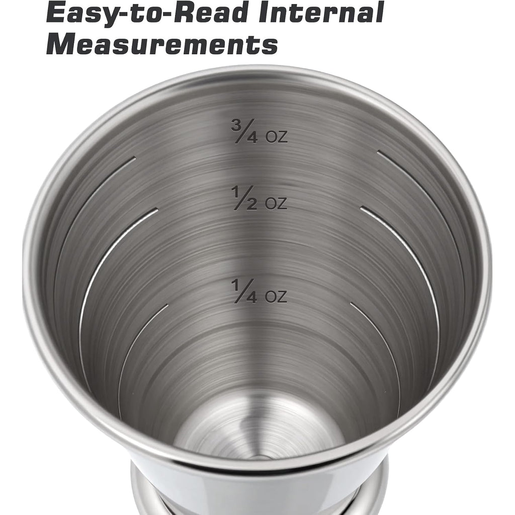 2-Pack Stainless Steel Cocktail Jiggers – Japanese Style Double Measuring Cups For Bartending (1Oz/2Oz + 0.5Oz/1Oz)