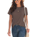 Kevamolly Basic T Shirts For Women Upf 50+ Short Sleeve Casual Summer Tops Trendy Solid Loose Fit Crew Neck Tees Tshirt