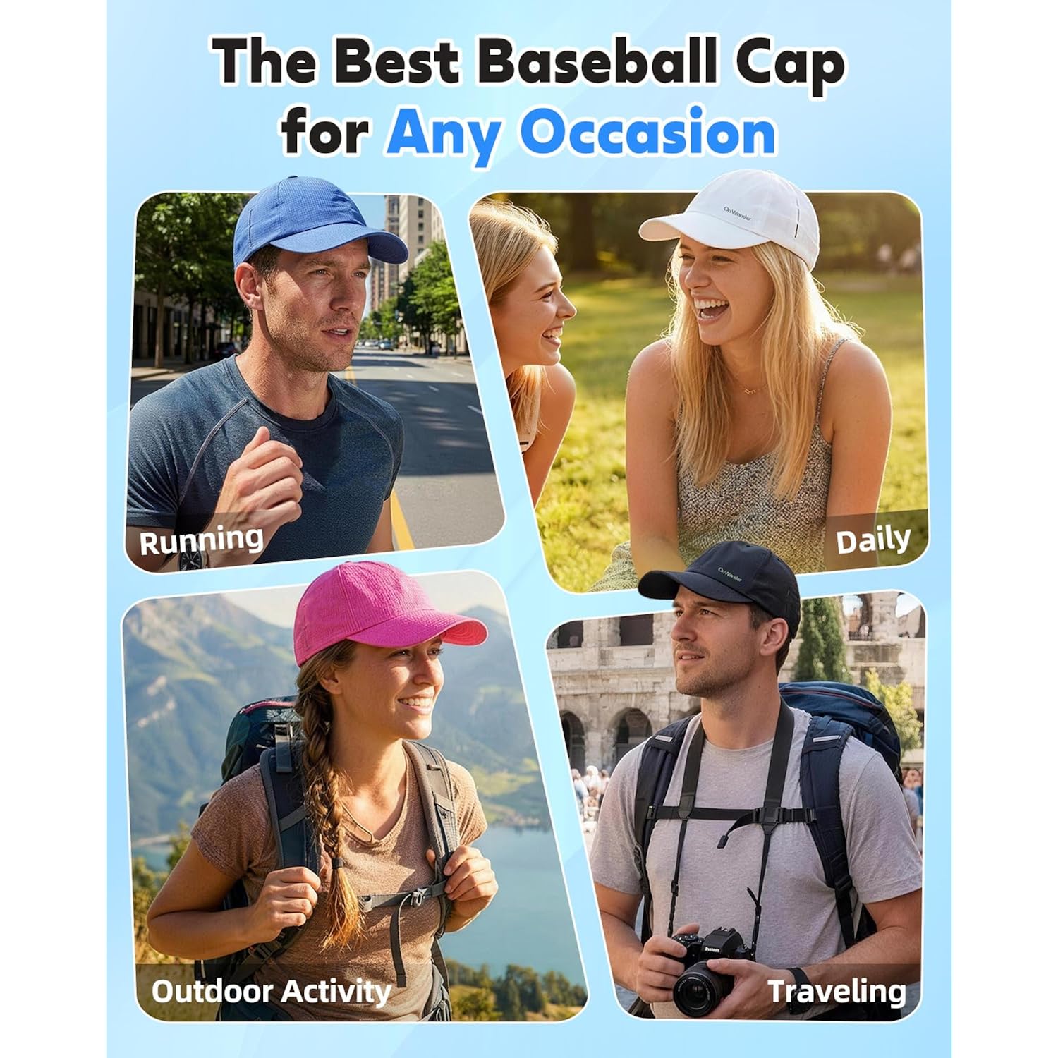 Performance Running Hat for Women Men – UPF 80+ Baseball Cap, Lightweight Breathable Cooling Mesh Quick Dry for Golf