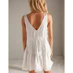 Womens Lace Mini Dress Slip Dress V-Neck Summer Y2K Ruffle Hem Flowy Swing Boho Short Dresses