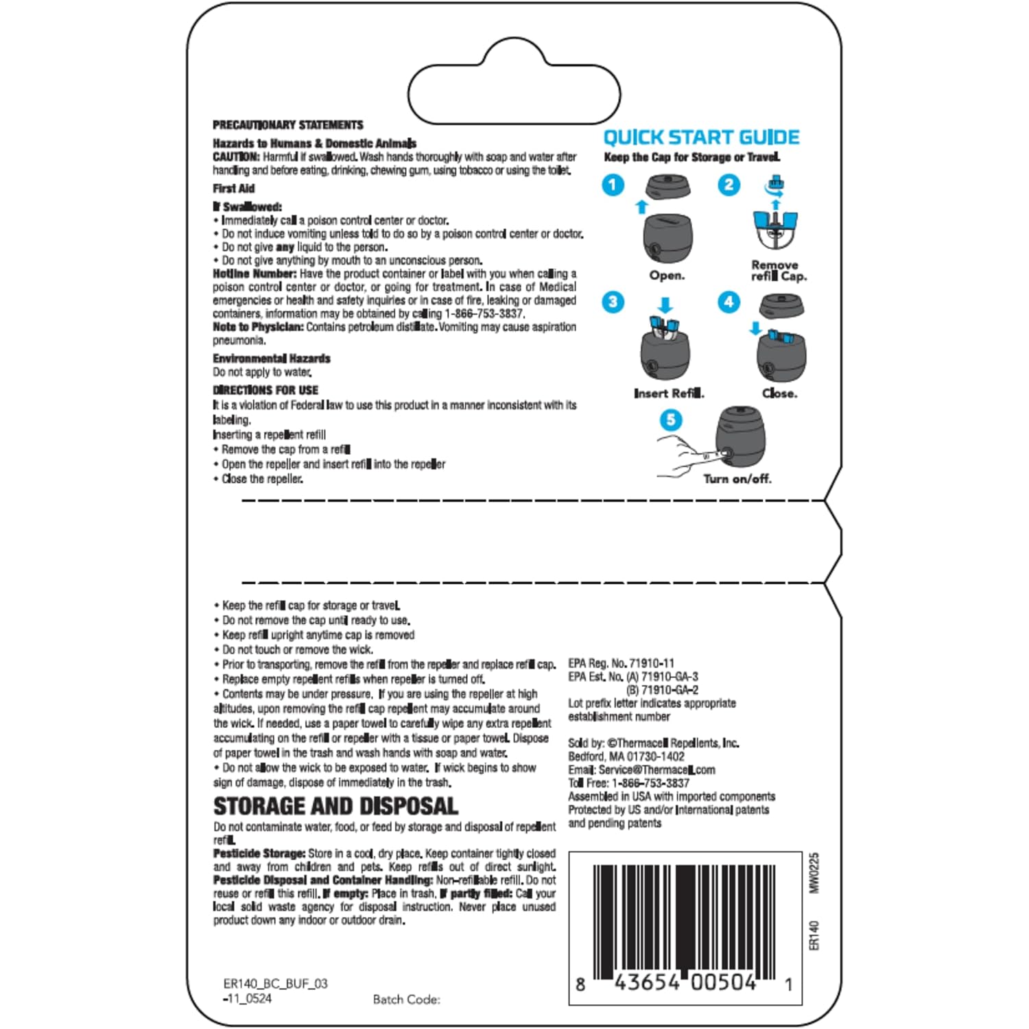 Thermacell Rechargeable Mosquito Repeller Refills; Advanced Repellent Formula Provides 20 Foot Protection Zone; Compatible With Thermacell E-Series & Radius Only; No Deet, Spray Or Flame