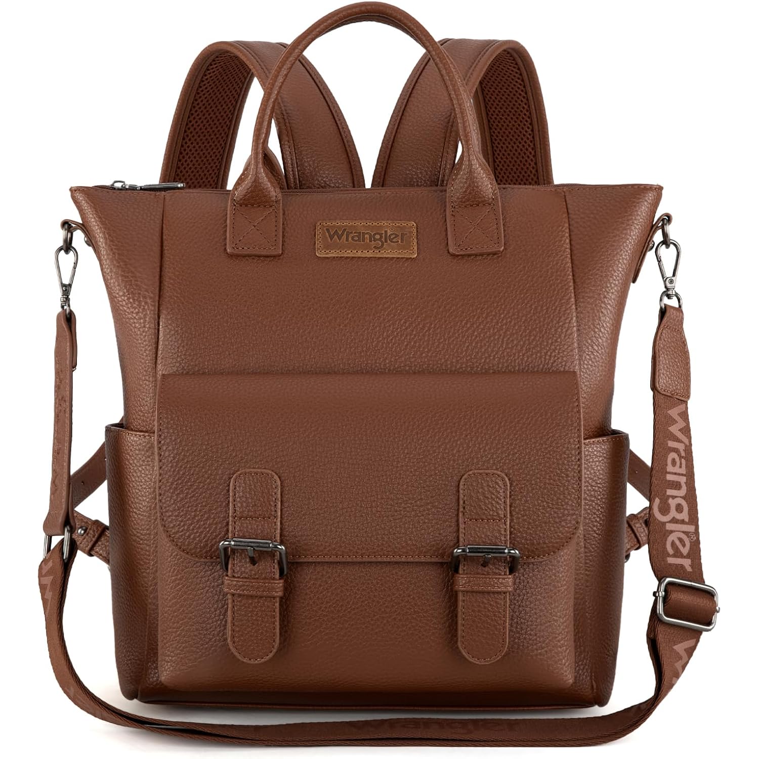 Montana West Wrangler Womens Convertible Backpack Purse Anti-Theft Brown Backpack With Adjustable Crossbody Shoulder Strap For Work Travel Wg175-9110Br
