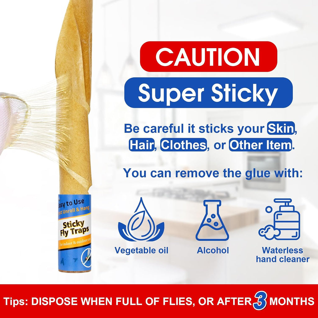 24 Pack Fly Strips Indoor Hanging Fruit Fly Trap Outdoor Sticky | Gnat Traps Fly Tape Fly Paper For Bug, Insect, Pest, Mosquito Fly Ribbon For Orchard Farm Garage Kitchen