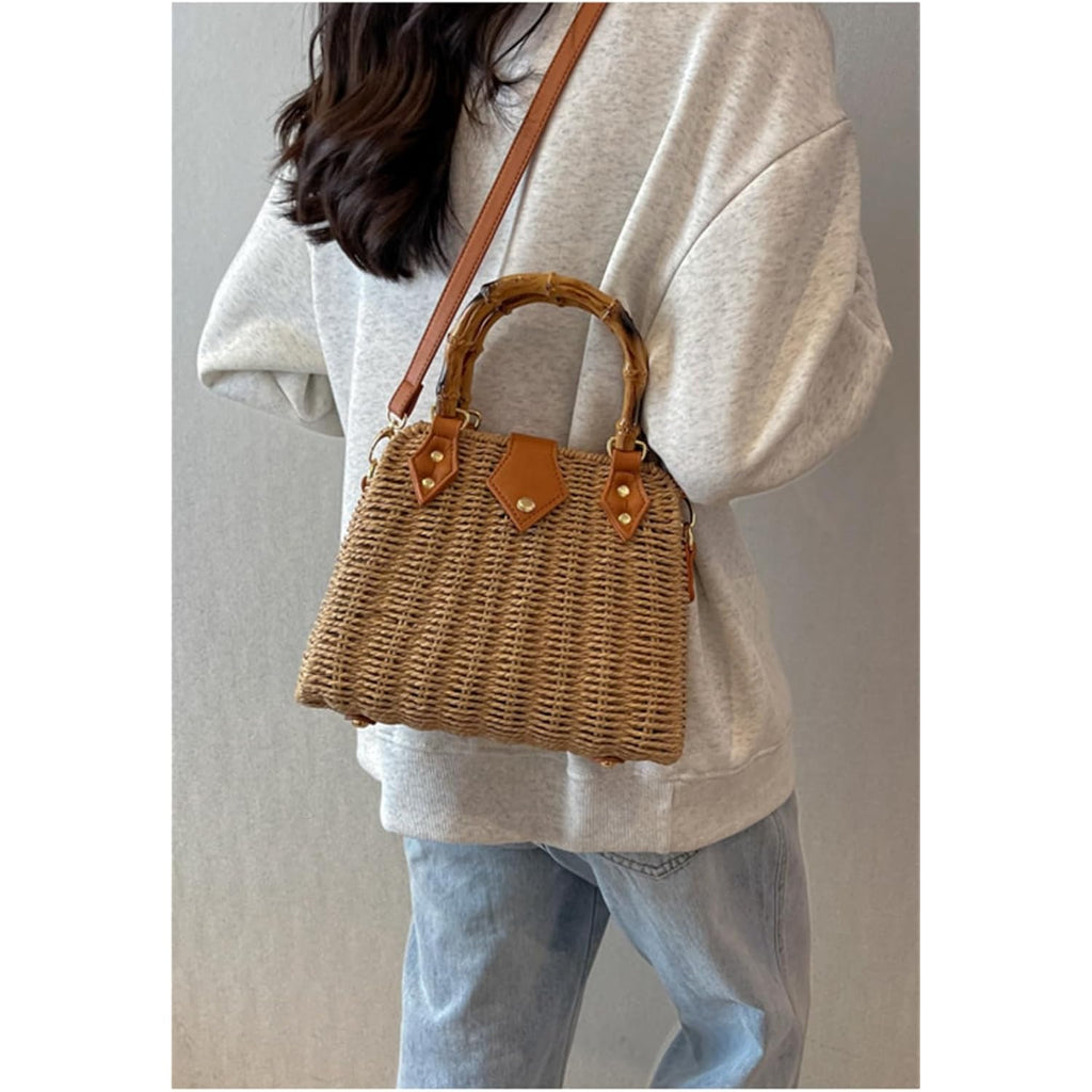 Cross Body Handbags for Women Straw Woven Beach Bag 2026 Summer Handmade Purses Wicker Rattan Bag Holiday