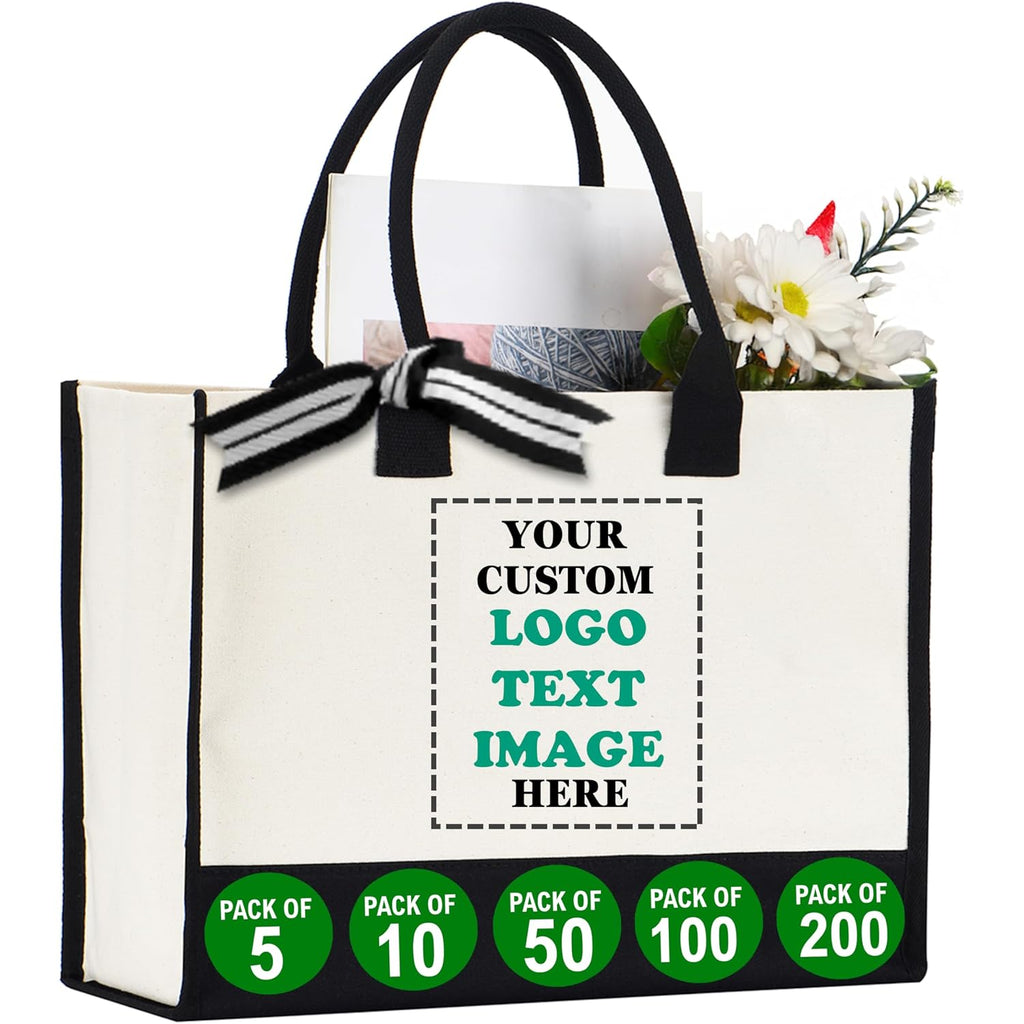 Pack Of 5 | 10 | 50 | 100 | 200 Tote Bags With Custom Logo,Custom Tote Bag In Bulk, Text Or Image, Bulk Logo Tote Bags, Bags For Business, Personalized Bags With Picture
