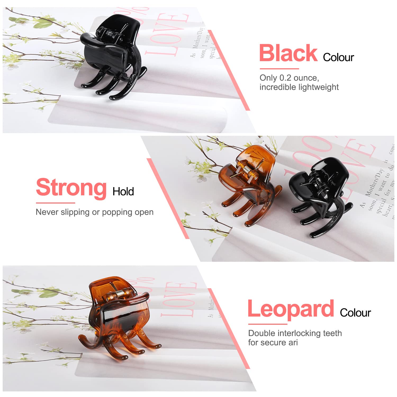 6 Pieces Hair Claw Clips, Morhom 1.3 Inch Jaw Clips For Thick Or Medium Hair