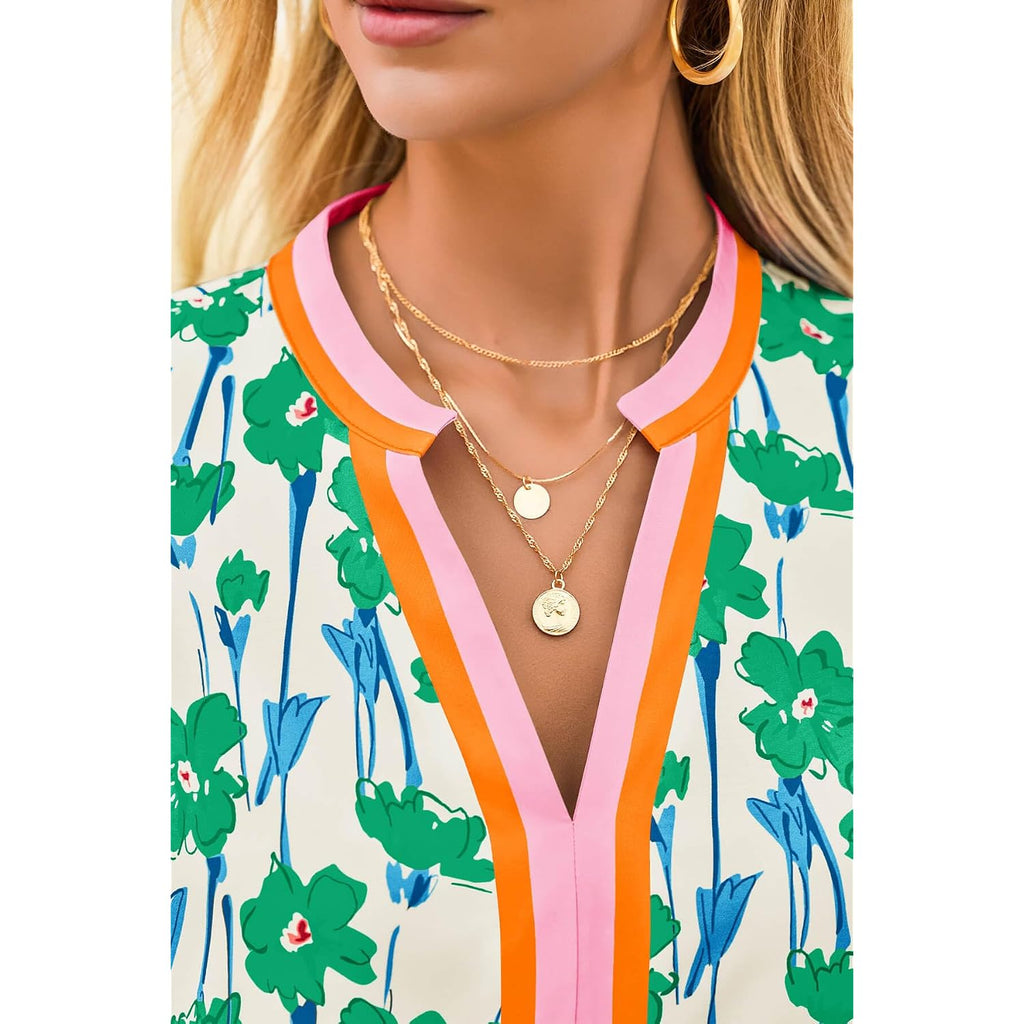 Cicy Bell Womens V Neck Floral Mini Dress Short Puff Sleeve Patchwork Summer Casual Boho Dresses