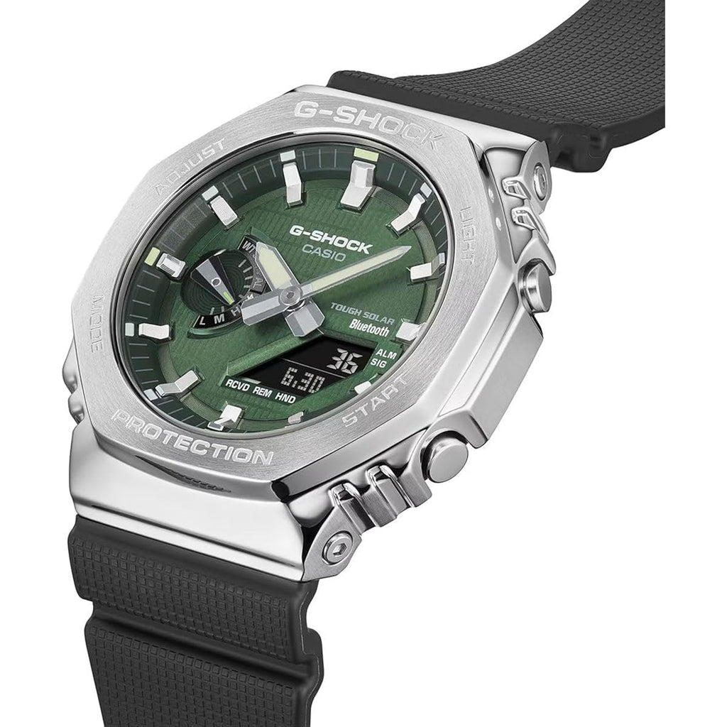G-Shock Casio G-Steel Solar Connected Green Dial Black Resin Strap Watch - Gbm2100A-1A3