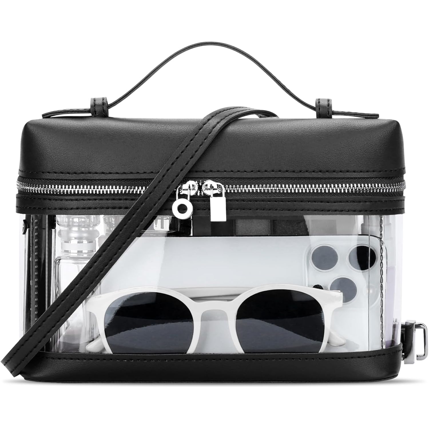 Kkxiu Clear Crossbody Bags For Women Stadium Approved Vegan Leather Transparent Purses For Concerts Sports