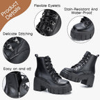 Fitory Women’S Combat Boots Lightweight Lace Up Side Zipper Ankle Botas High Heel Chunky Platform Lug Sole Booties 2026 Size 6-11