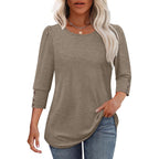 Ofeefan Womens Tops 3/4 Sleeve With Buttons Dressy Casual Blouses Summer Outfits Beach Vacation Plus Size Spring Clothes