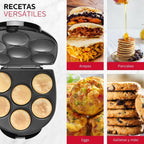 Holstein Housewares Non-Stick 6-Section Multi-Food Maker - Arepas, Mini Pancakes, Corncakes And More - Black,12 Inch