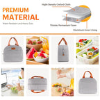 Lunch Bag For Women & Men Adult Insulated Lunch Box, Small Leakproof Cooler Food Lunch Containers Reusable High Capacity Lunch Tote Bags For Work, Travel, Outdoor (Grey)