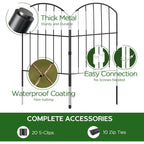 Garden Fence, Total 10Ft(L) X 24In(H) Garden Fencing Animal Barrier, 10 Pcs Rustproof Metal Fence Panels, Black No Dig Fence, Decorative Garden Fences And Borders For Dogs, Flower Bed, Patio