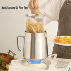 68oz 304 Stainless Steel Deep Fryer Pot with Basket & Strainer, Large Capacity Bacon Grease Container for Kitchen,Frying, Cooking, Camping,Oil Filter Container - Dishwasher Safe (68oz/2L/2.1Qt)