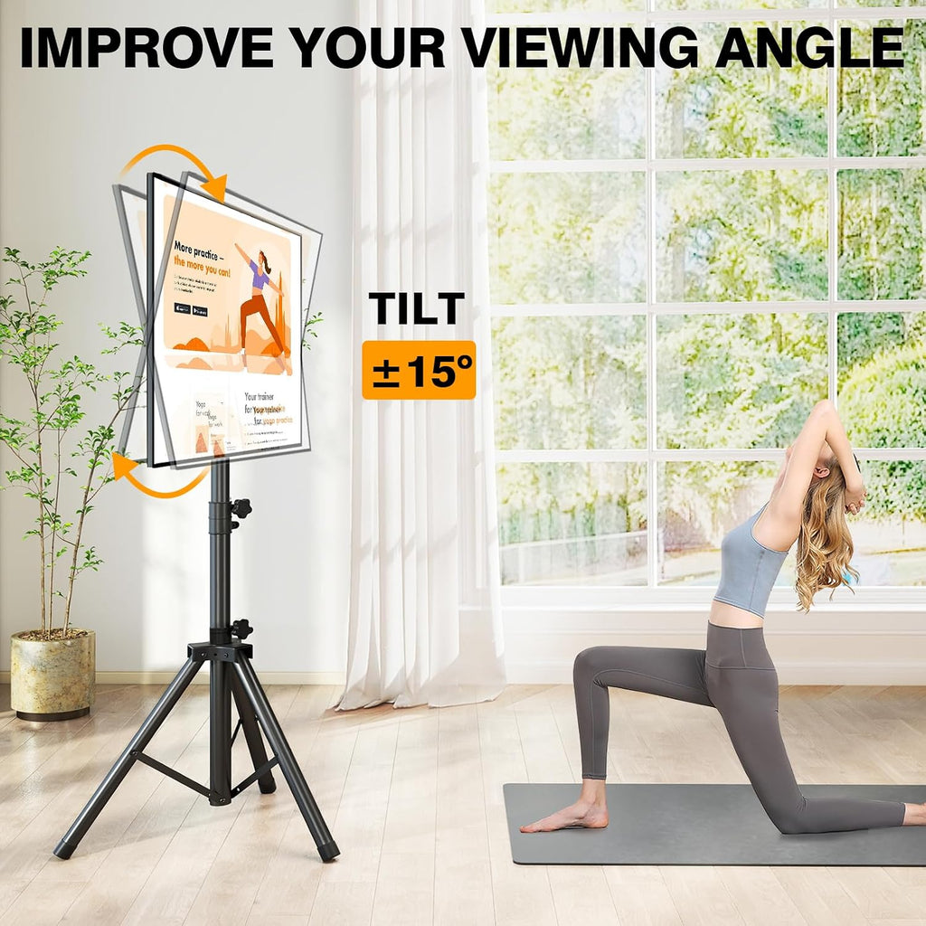 Tripod Tv Stand For 23-75 Inch Flat Screen/Curved Tvs Up To 100 Lbs | Outdoor Tv Stand With ±15° Tilt, Height Adjustable Portable Tv Stands With Safety Design, Max Vesa 600X400M, Black