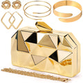 5 Pcs Clutch Purse For Women Evening Prom Purses Metallic Handbag Accessories For Wedding Banquet Retro Jewelry Gift Set