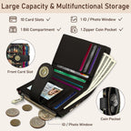 Bookshelves Skull Goth Gothic Small Rfid Women Wallet Bifold Zipper Coin Pocket Pu Leather Compact Cash Credit Card Holder Travel Wallet Female Ladies Teen Girls 1 Id Window 10 Card Slots