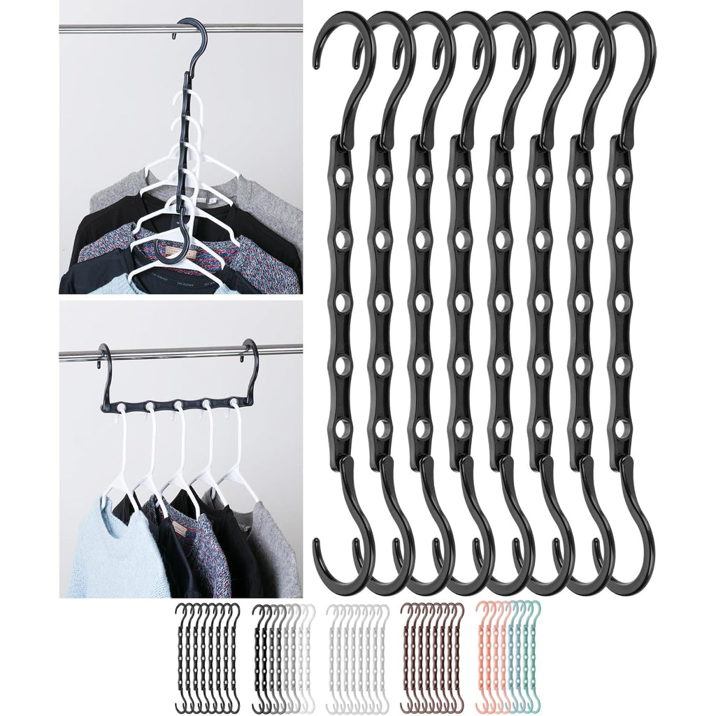 Mr. Pen- Space Saving Hangers, 8 Pcs, 360° Rotating Hooks | Magic Cascading Hanger Organizer With 5 Enclosed Slots, Closet Organizers And Storage For Clothes