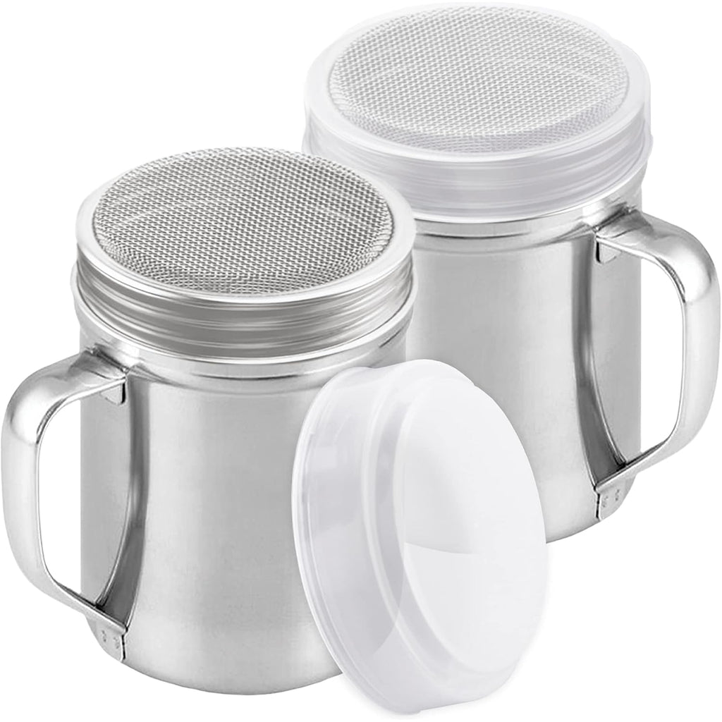 Powdered Sugar Shaker Duster - With Handle - Cinnamon Shaker For Coffee Bar - Fine Mesh Dredge - 6 Ounce, Pack Of 2 | Style: Fine