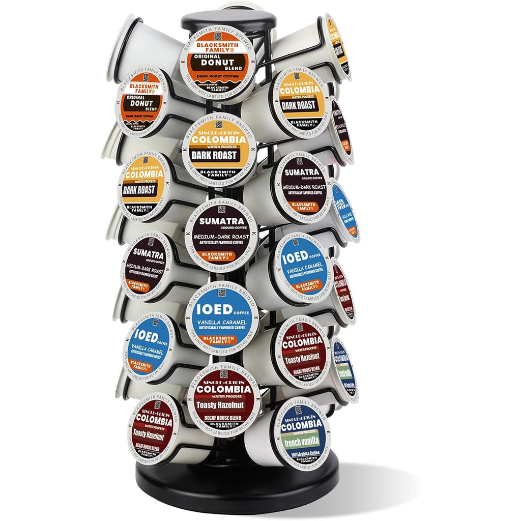 Blacksmith Family K Cup Holders,K Cup Holder, K Cups Holder,K Cup Carousel, Coffee Pods Holder Storage Organizer Stand,No Assembly Required,Black (Capacity Of 40 Pods, Black)