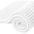 SUBRTEX Bathroom Rugs Chenille Bath Rug Soft Short Plush Bath Mat Soft Shower Mat Water Absorbent Shower Mat Quick Dry Machine Washable(White,18" x 24")