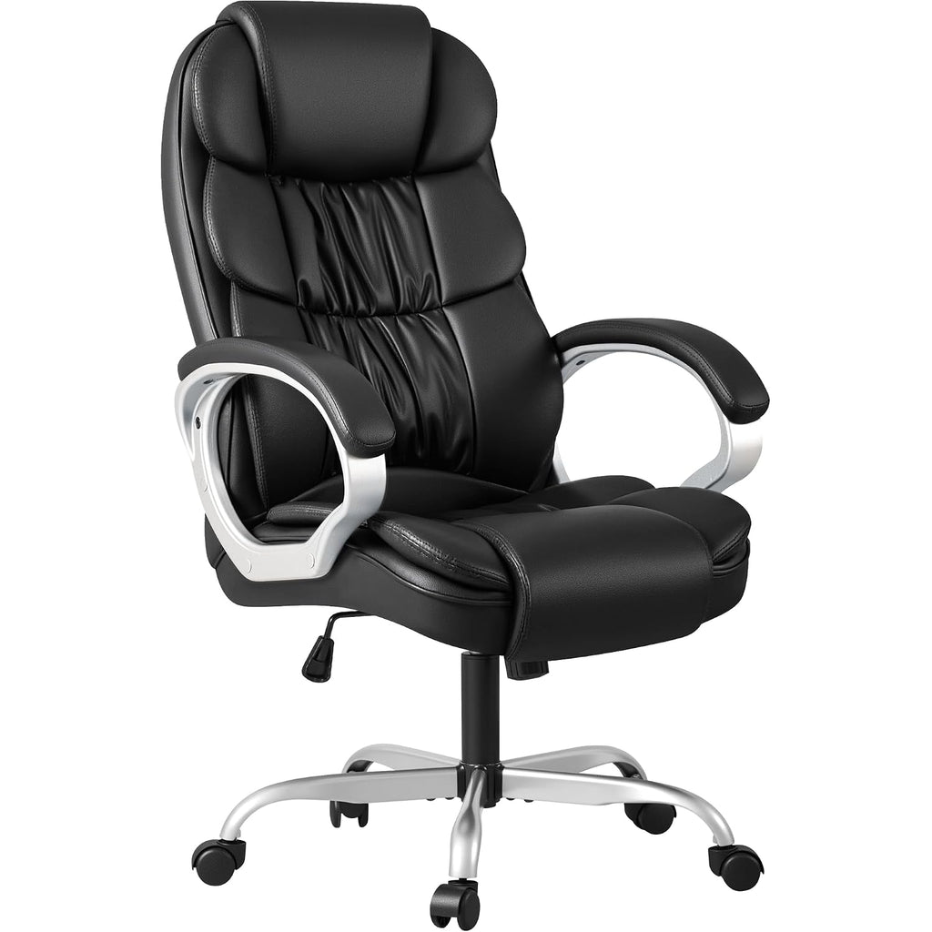 Homall Office Chair High Back Computer Desk Chair, Pu Leather Adjustable Height Modern Executive Swivel Task Chair With Padded Armrests And Lumbar Support (Black)